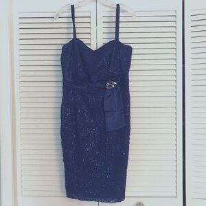 KM COLLECTIONS BY WILLA BELL: ROYAL BLUE  ROSETTE LACE WITH STRAPS SIZE 10